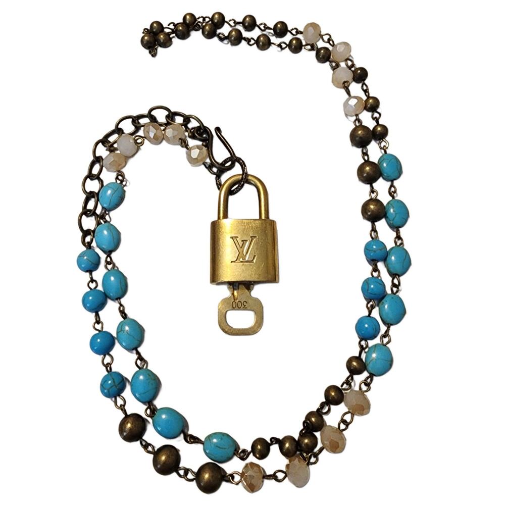 Authentic Louis Vuitton #301 Lock & Key 36" Long Beaded Necklace
